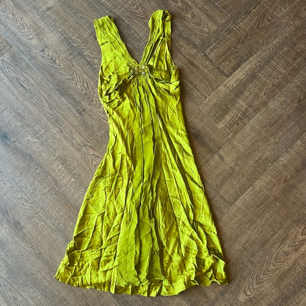 Arden B Silk Dress With Jewels Green Sz L - Picture 2 of 3